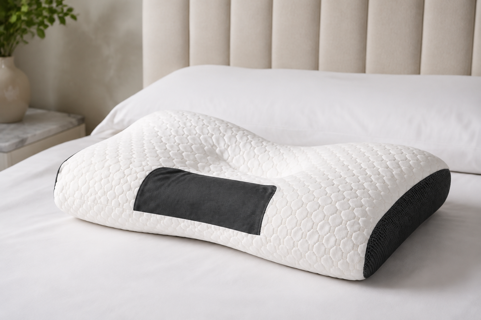 Almofada Ortopédica Cervical Derila em uma cama